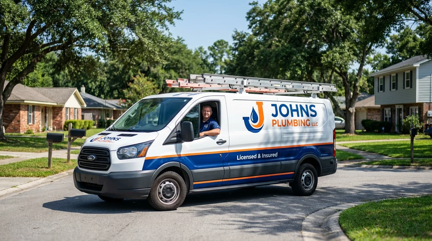 Johns Plumbing LLC service van in Mountain City, GA
