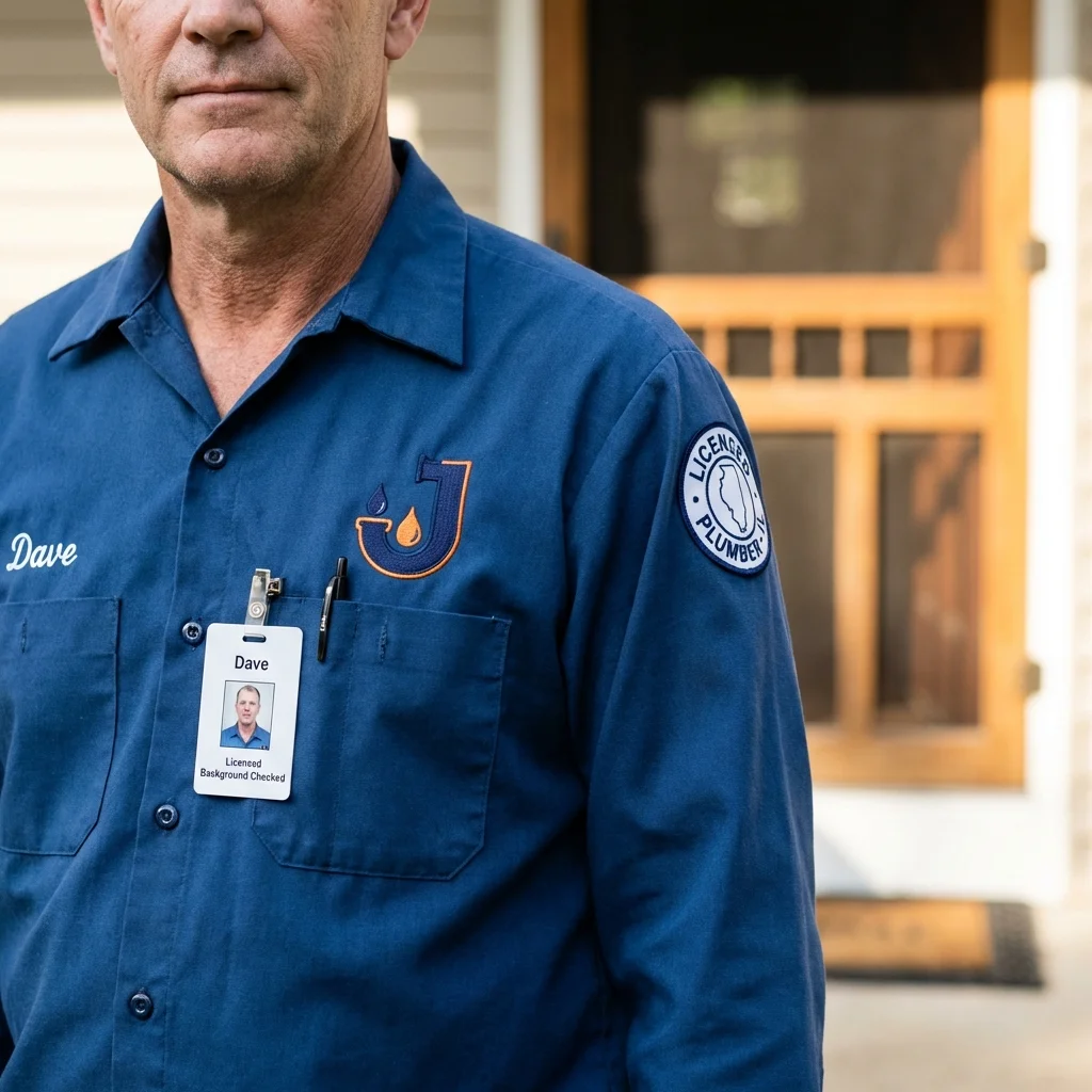 Licensed plumber showing ID badge in Mountain City, GA